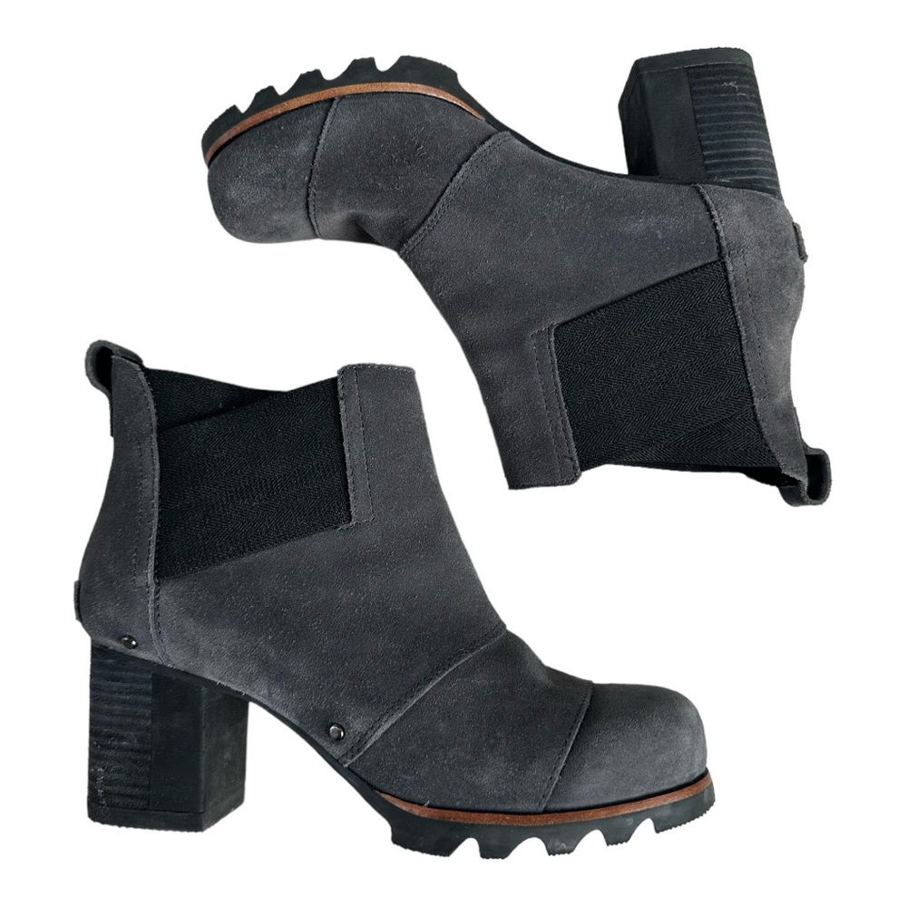 Sorel Addington Studded Chunky Chelsea Leather Boots Womens 7.5 Gray - Picture 3 of 9